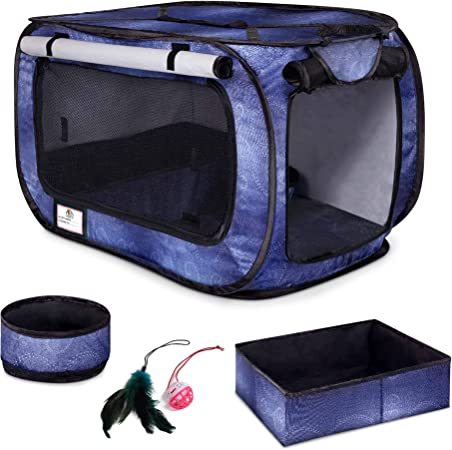 CHEERING PET Portable Cat Condo with Collapsible Litter Box
