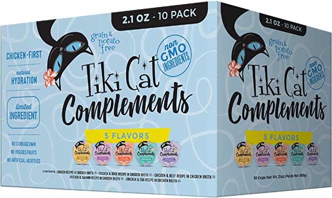 Tiki Cat Wet Food Complements Hydrating Grain Free Meal Toppers