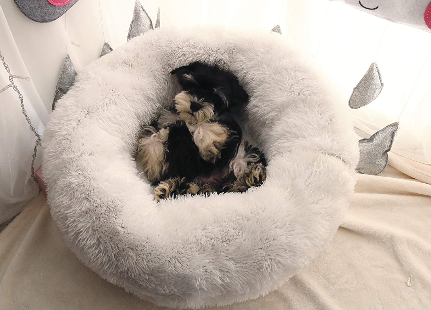 BODISEINT Modern Soft Plush Round Pet Bed