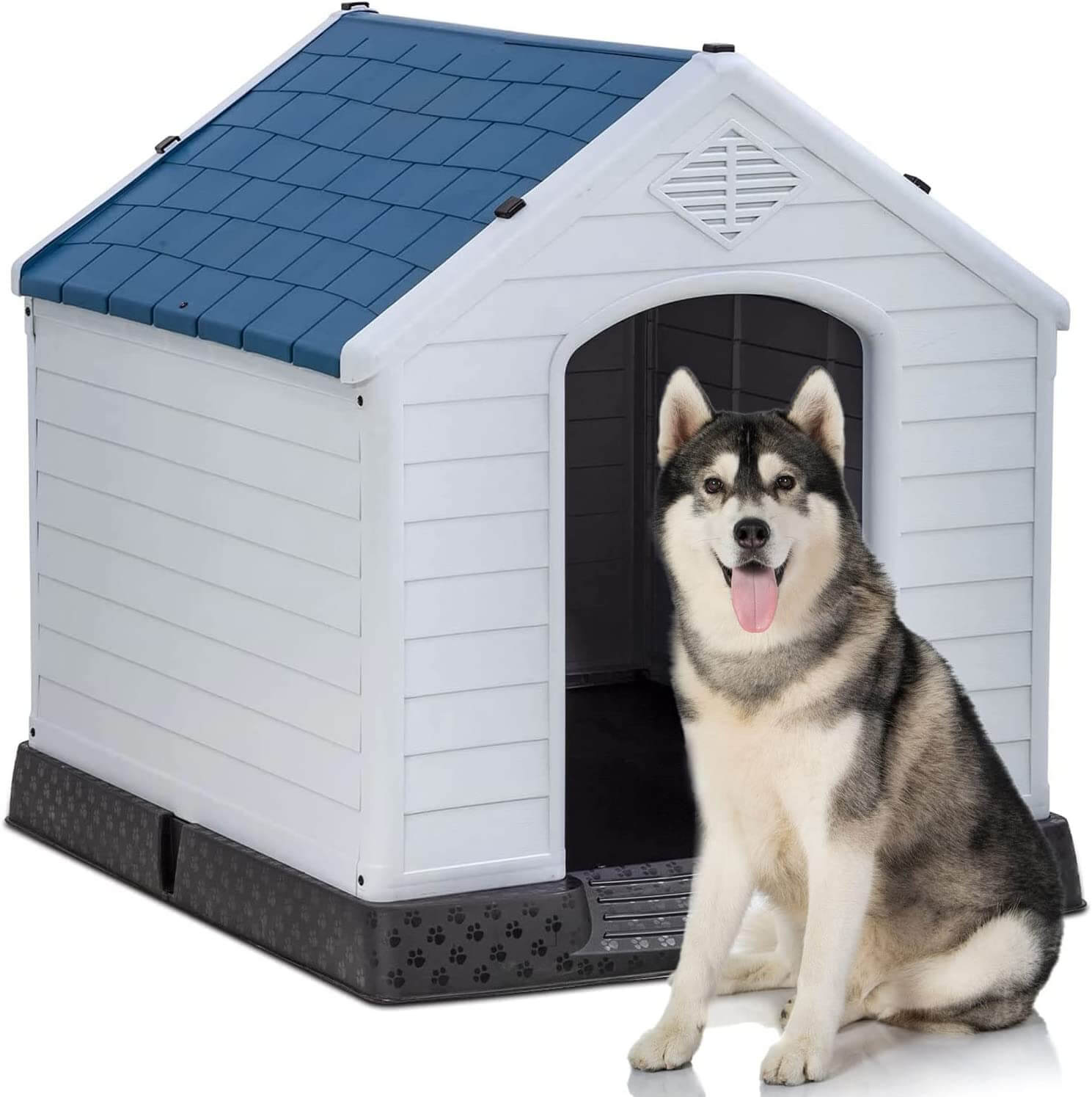 BestPet Plastic Dog House Waterproof with Air Vents and Elevated Floor