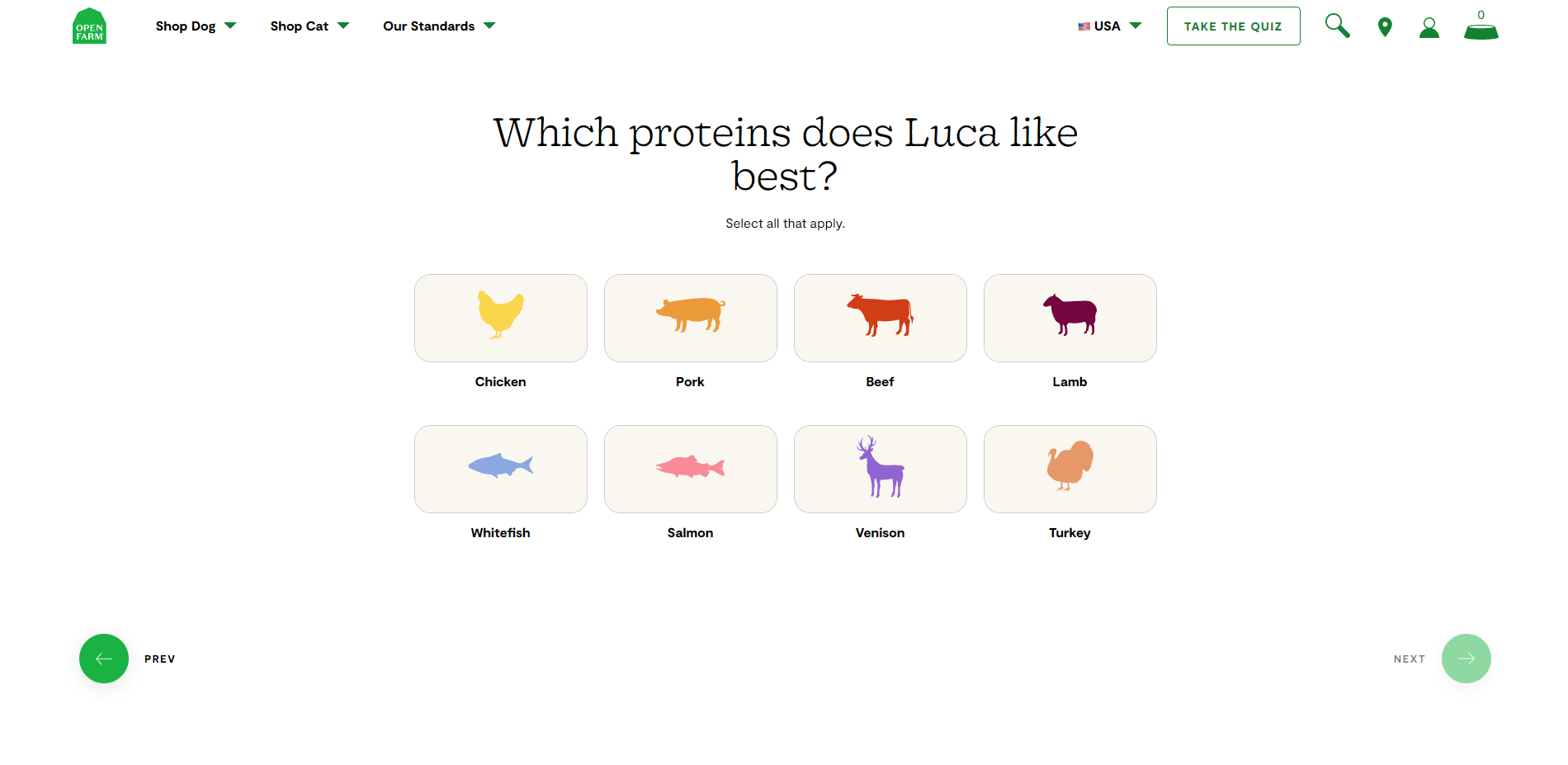 Choice of protein Open Farm