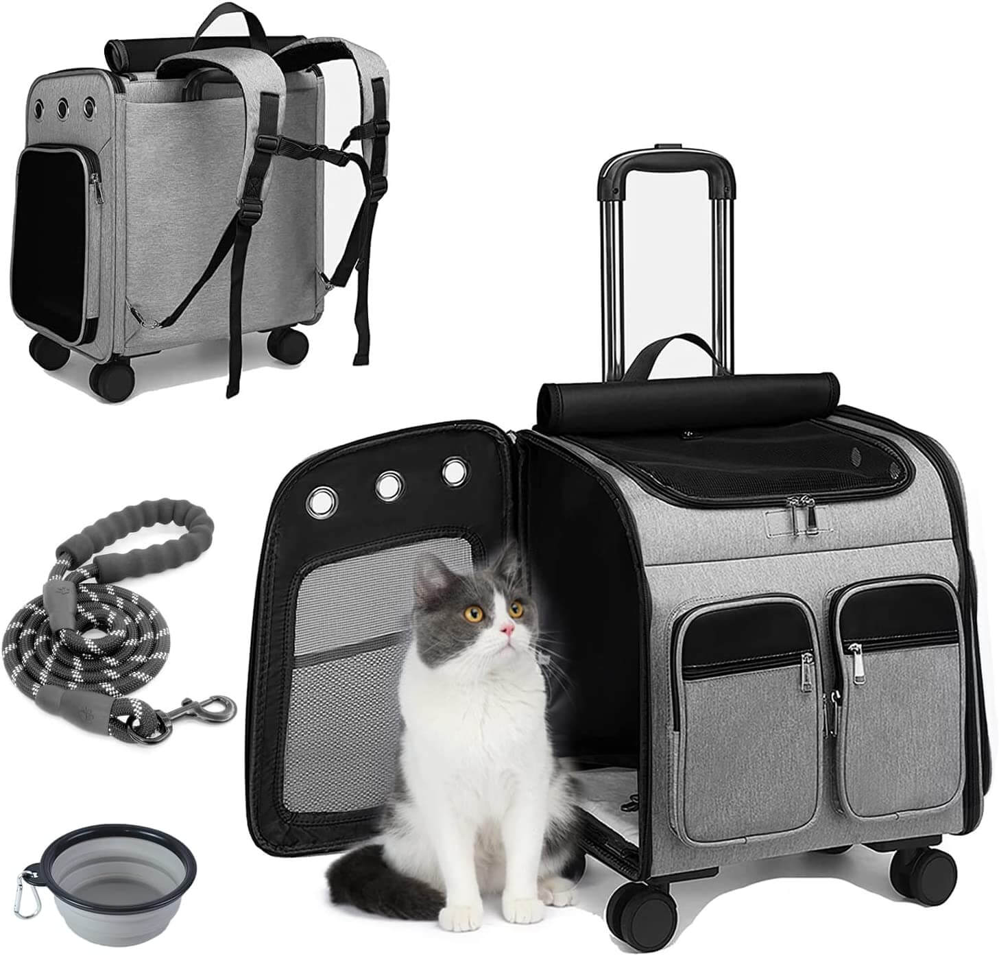 ELEGX Large Backpacks for Pets with Detachable Wheels