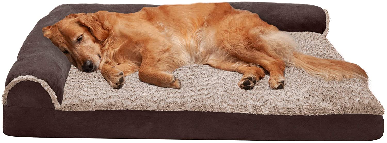 Furhaven Pet Orthopedic Corner Sofa Dog Bed