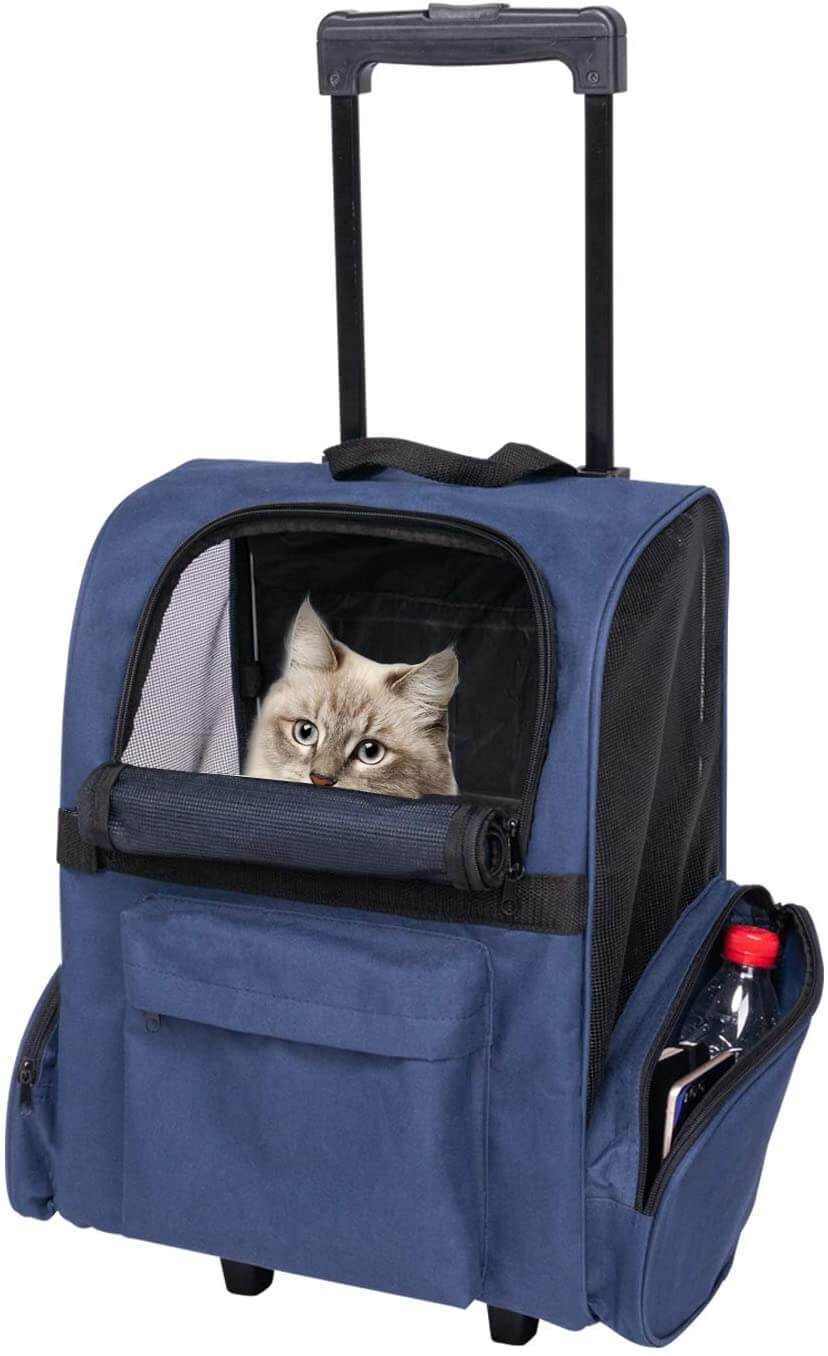 Kinpaw Pet Rolling Carrier Travel Backpack with Wheels