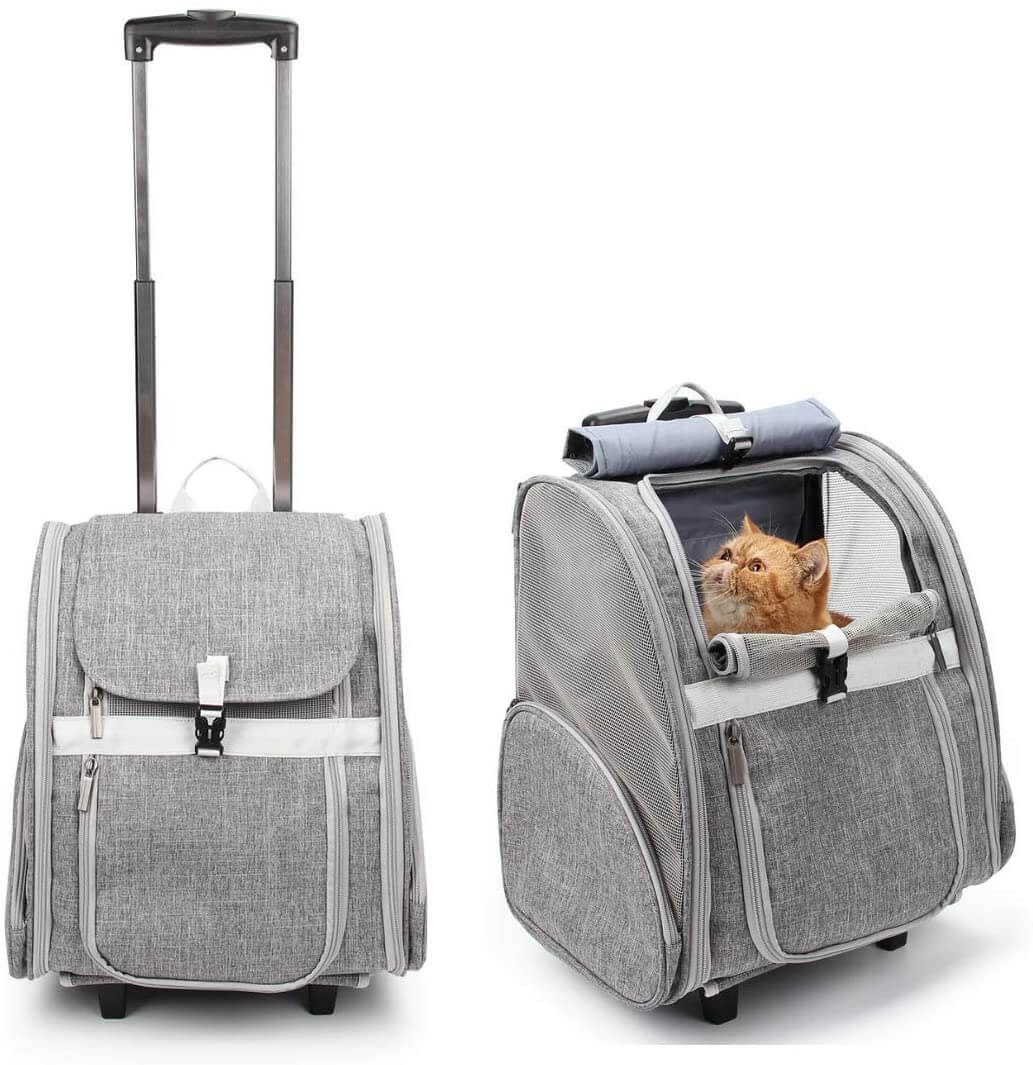 Lollimeow Pet Rolling Carrier Backpack