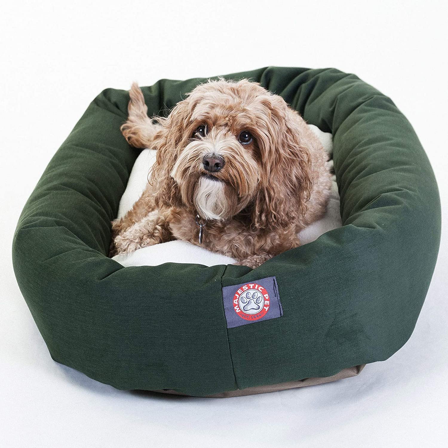 Majestic Pet Poly-Cotton Washable Sherpa Bagel Dog Bed