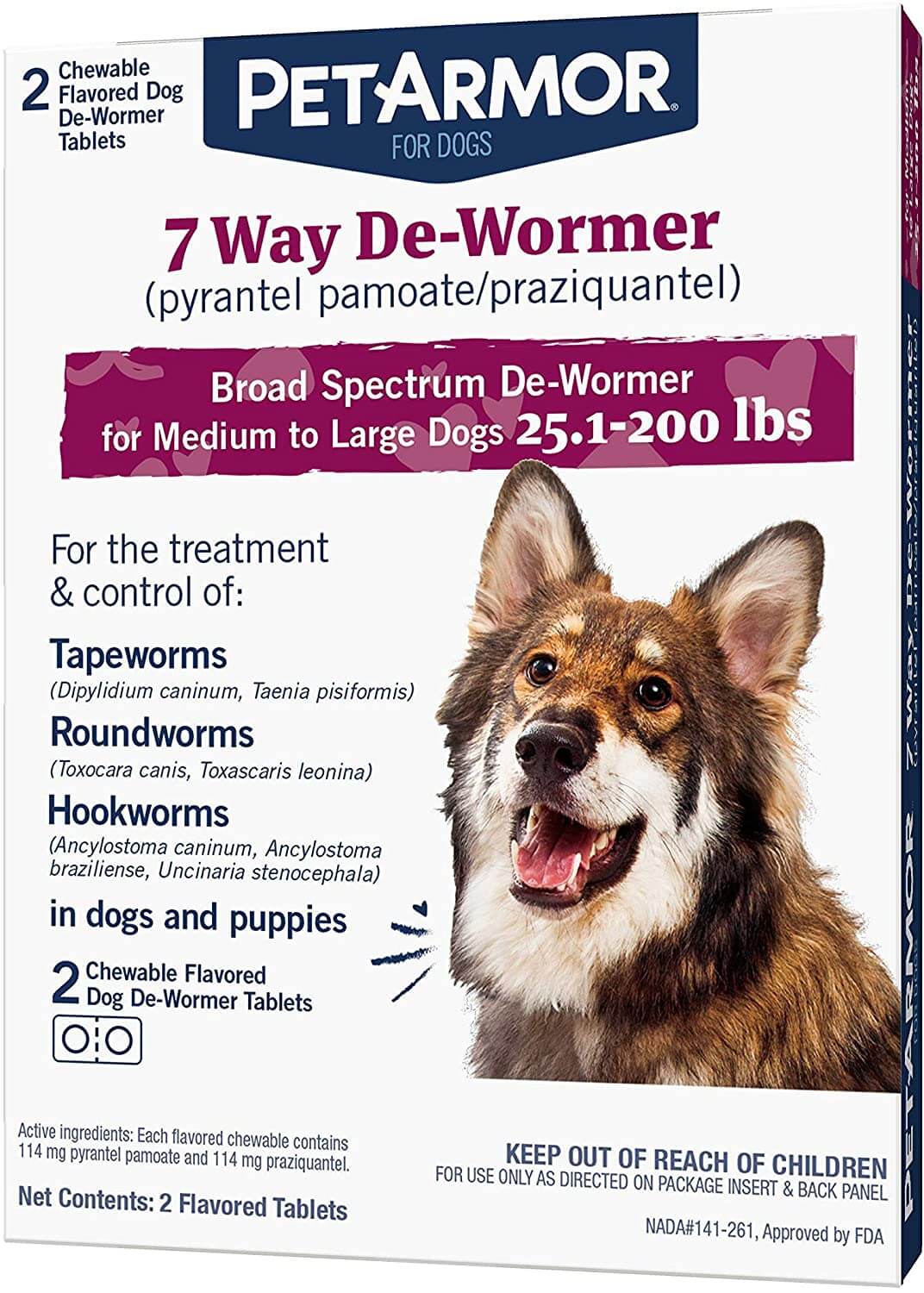 PetArmor 7 Way De-Wormer for Medium and Large Dogs