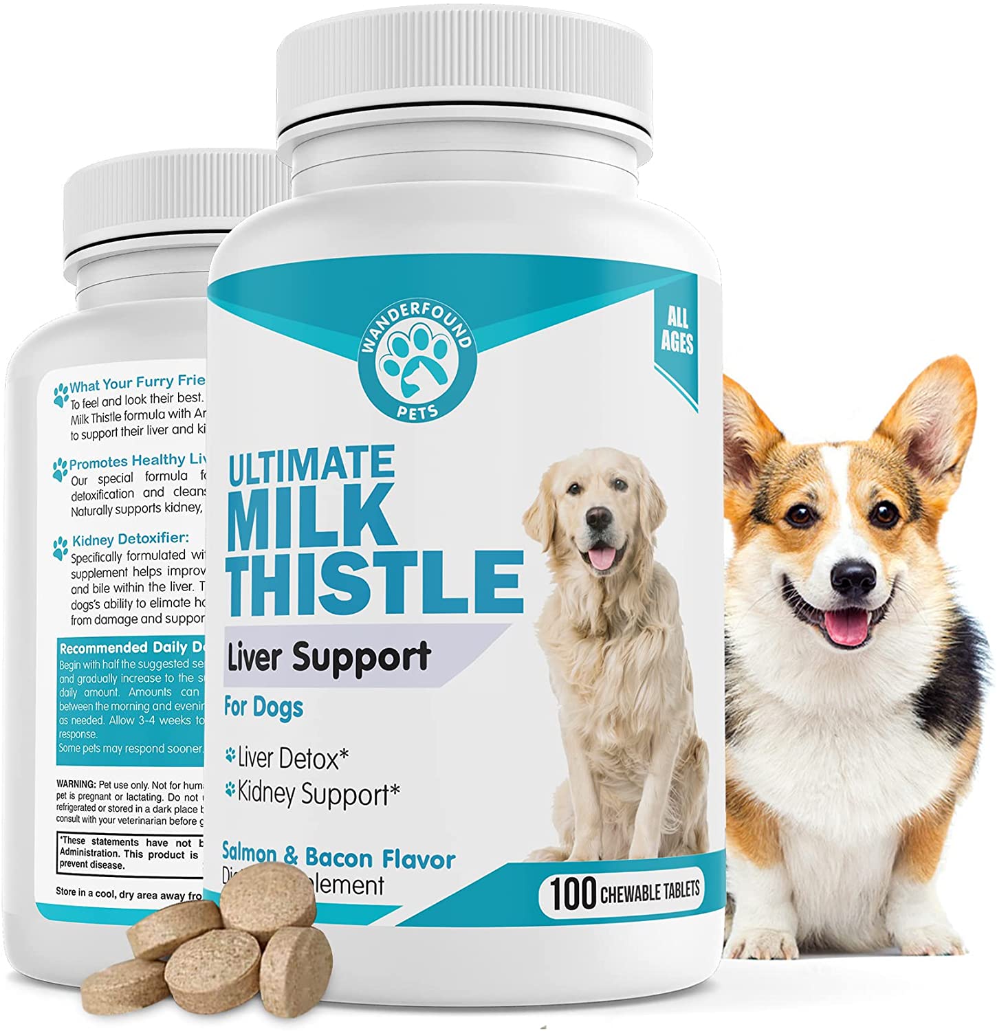 Wanderfound Pets Milk Thistle Liver Support Chewable Tablets