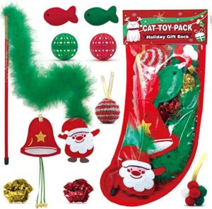 Lepawit Cat Christmas Toys with Cat Wand Toy, Catnip Toys, Crinkle Balls, and Mice