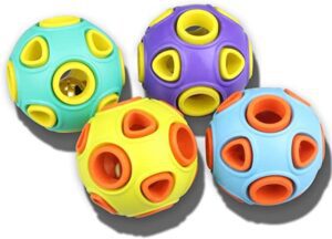 Schitec Rubber Bouncy Fetch Dog Balls with Bell Sound